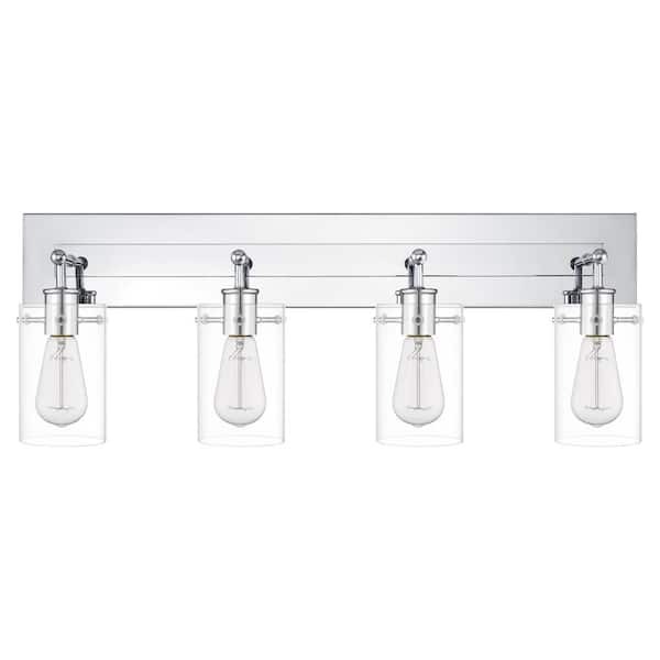 Regan 29.25 in. 4-Light Chrome Bathroom Vanity Light with Clear Glass Shades