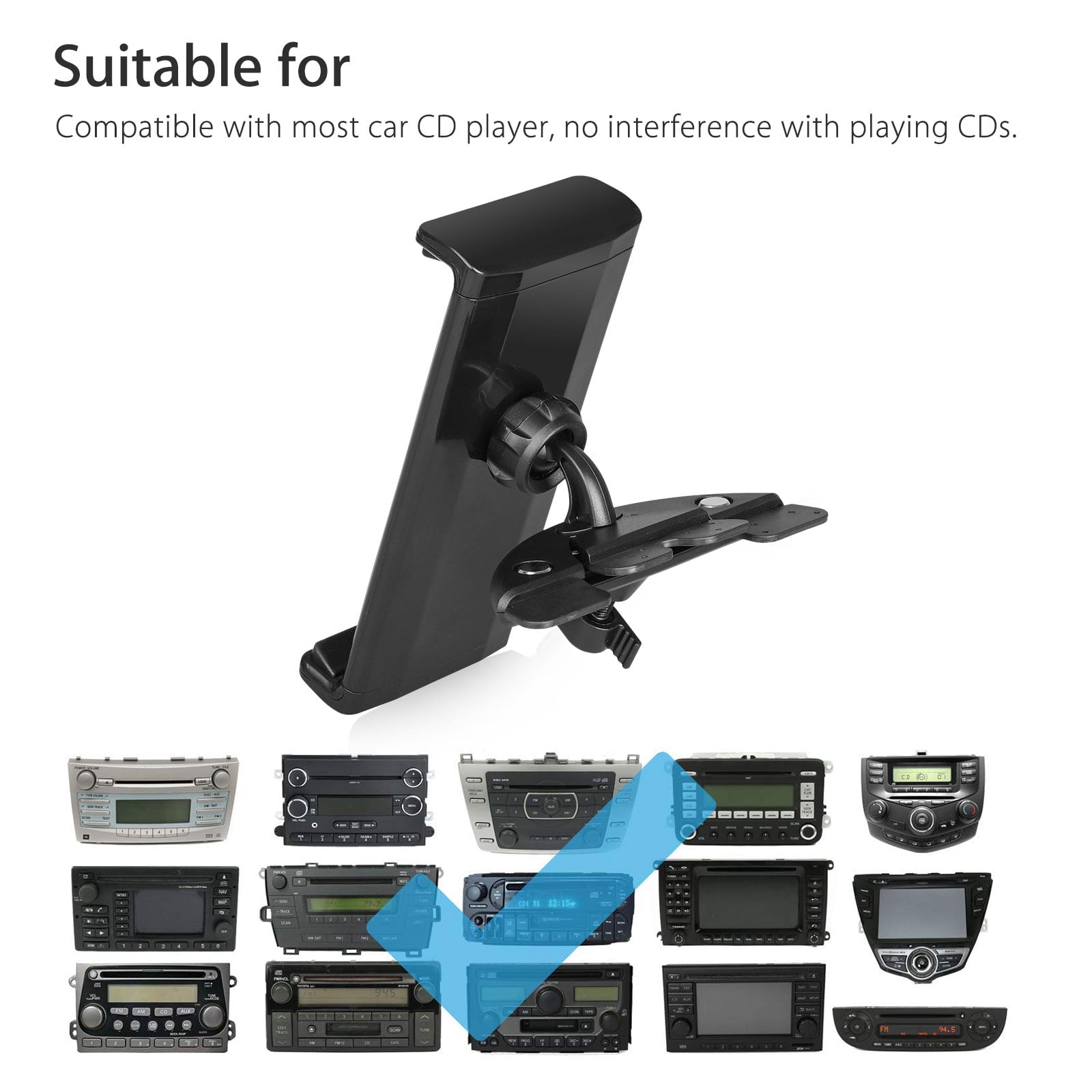 Tablet Car Mount, TSV Universal Car CD Slot Mount, 360degree Rotation Adjustable CD Player Holder Fit for 8-10