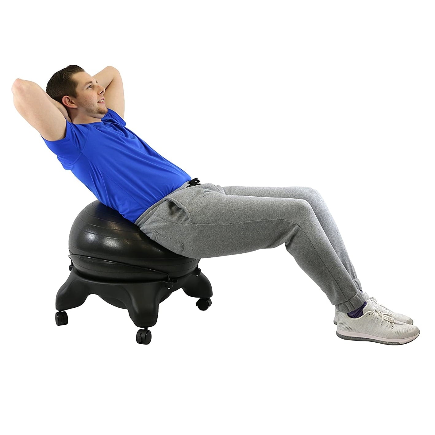 CanDo 30-1796 Backless 22 Inch Plastic Ball Stool with Caster Wheels, Black