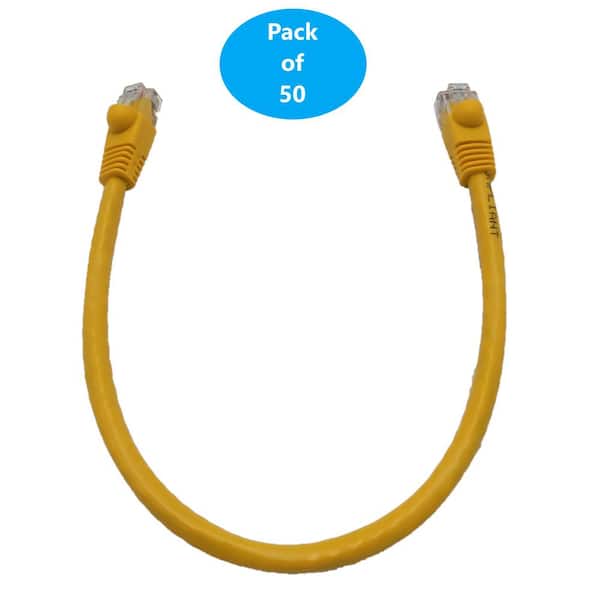 1 ft. Cat6 Molded Snagless RJ45 UTP Yellow Networking Patch Cable (50-Pack)