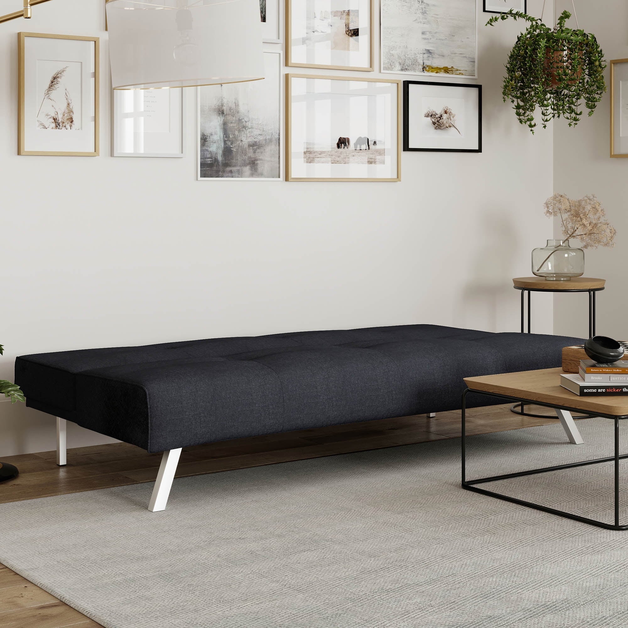 Serta Shirley Modern Tufted Futon, Charcoal Gray Fabric