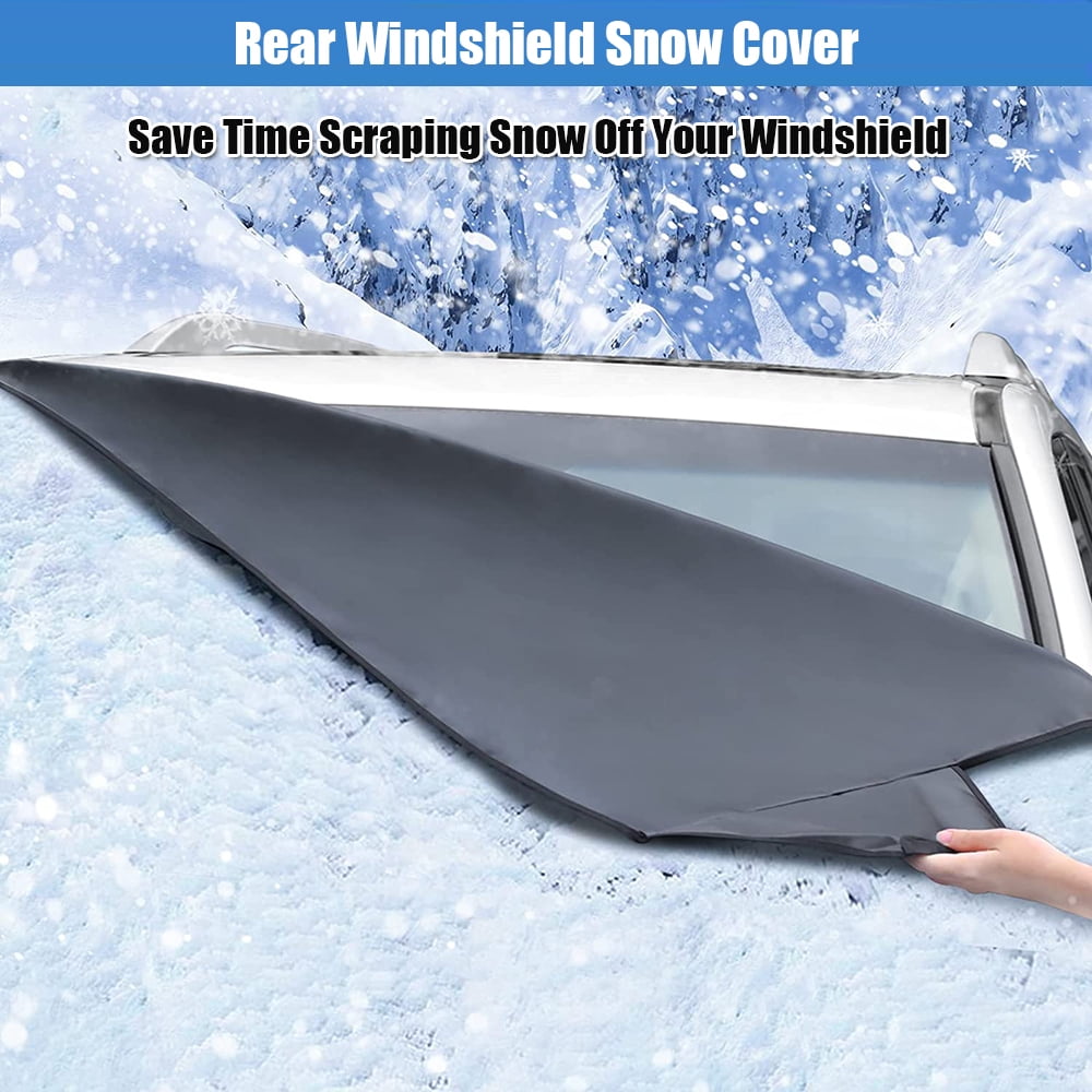 Rear Snow Cover & Car Windshield with Magnetic Edge Shade, iClover All Weather Back Window Frost Cover Protection from Snow, Ice & Sun Fits Most Cars, Suvs & Vans Winter Accessories - Rear Cover