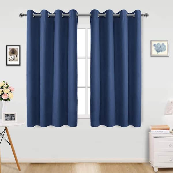 42 in. W x 72 in. L Blackout Curtains with Grommet Top Room Darkening Noise Reducing, Navy Blue（2 Panel）