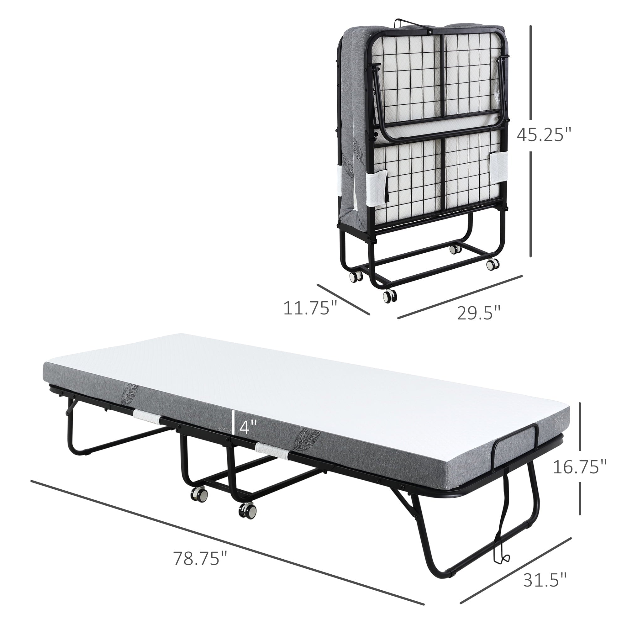 HOMCOM Folding Bed with 4