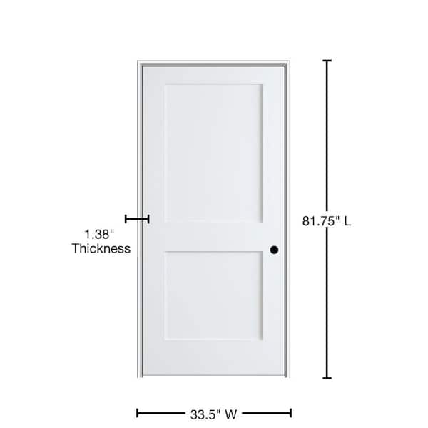 Shaker Flat Panel 32 in. x 80 in. Left Hand Solid Core Primed HDF Single Pre-Hung Interior Door with 6-9/16 in. Jamb