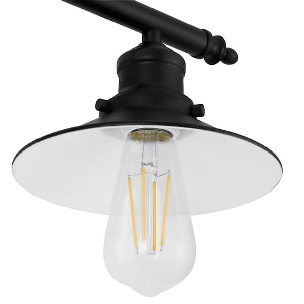 Glenhurst 25 in. 3-Light Industrial Farmhouse Black Bathroom Vanity Light Fixture with Metal Shades