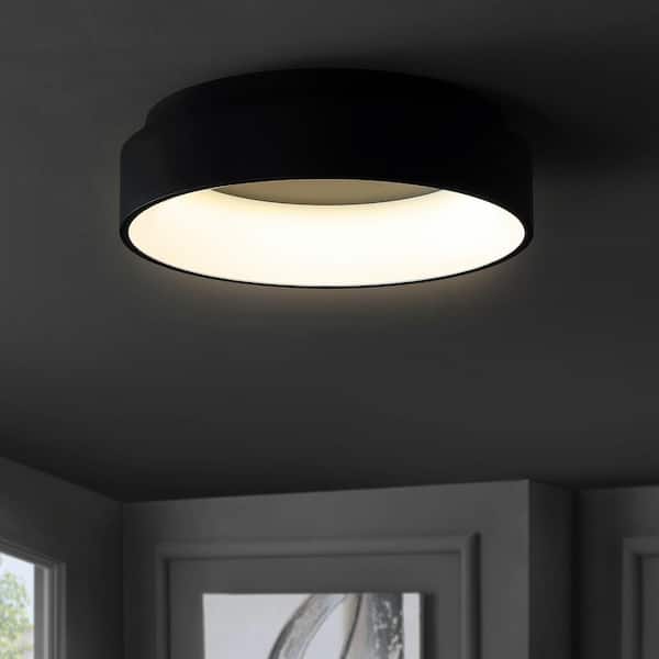 Ring 17.7 in. Black Integrated LED Metal Flush Mount Ceiling Light