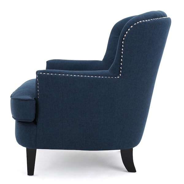 Tafton Dark Blue Fabric Tufted Club Chair