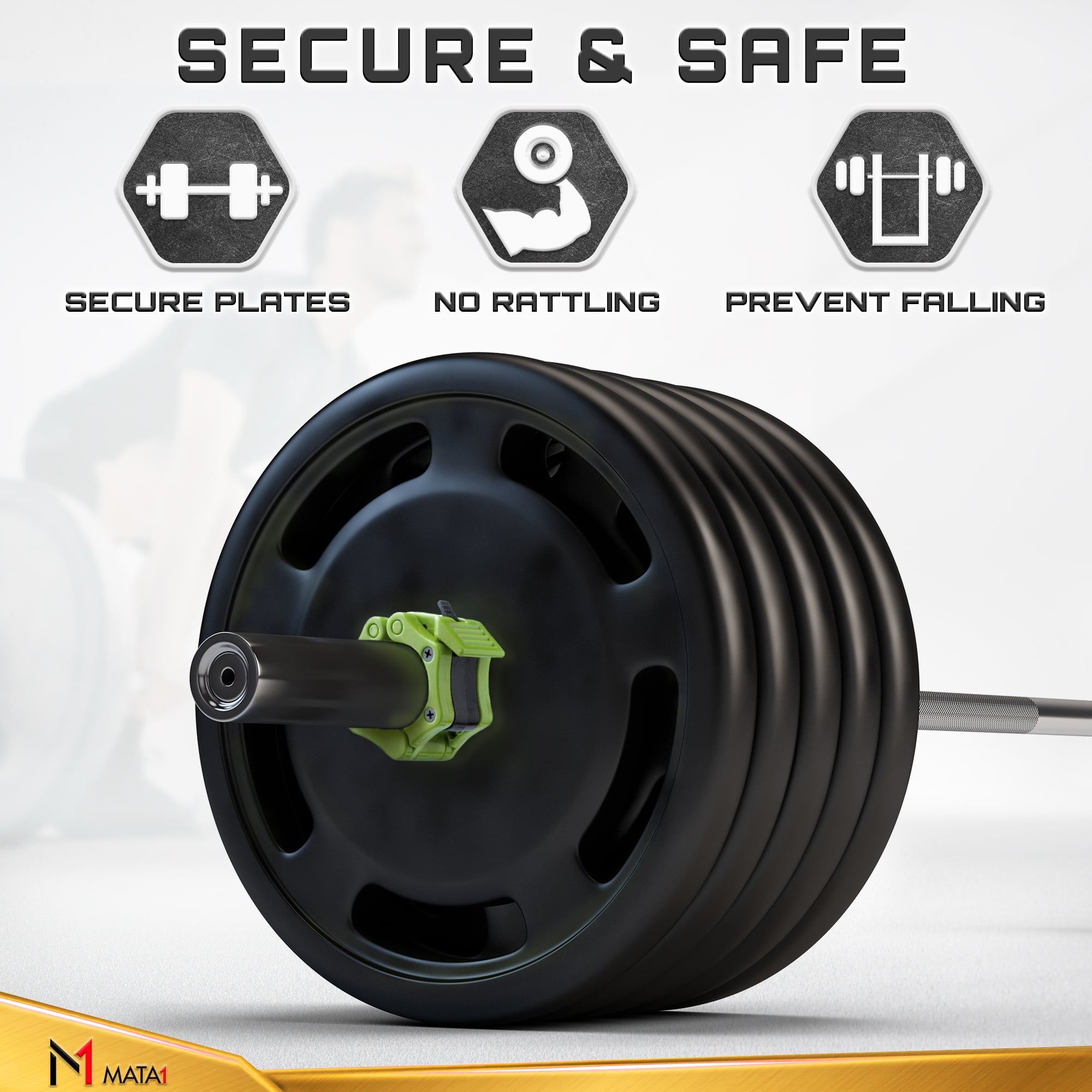 2 inch Olympic Barbell Clips Clamp Barbell Collars Set of 2 Green by Mata1-USA