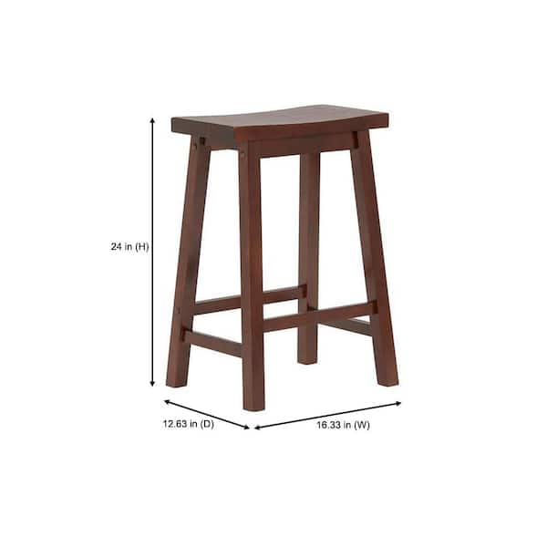 Walnut Brown Finish Backless Saddle Counter Stools (Set of 2)