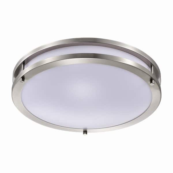 15.75 in. Brushed Nickel Dimmable 25-Watt Selectable LED Flush Mount 3000K/4000K/5000K with Acrylic Shade