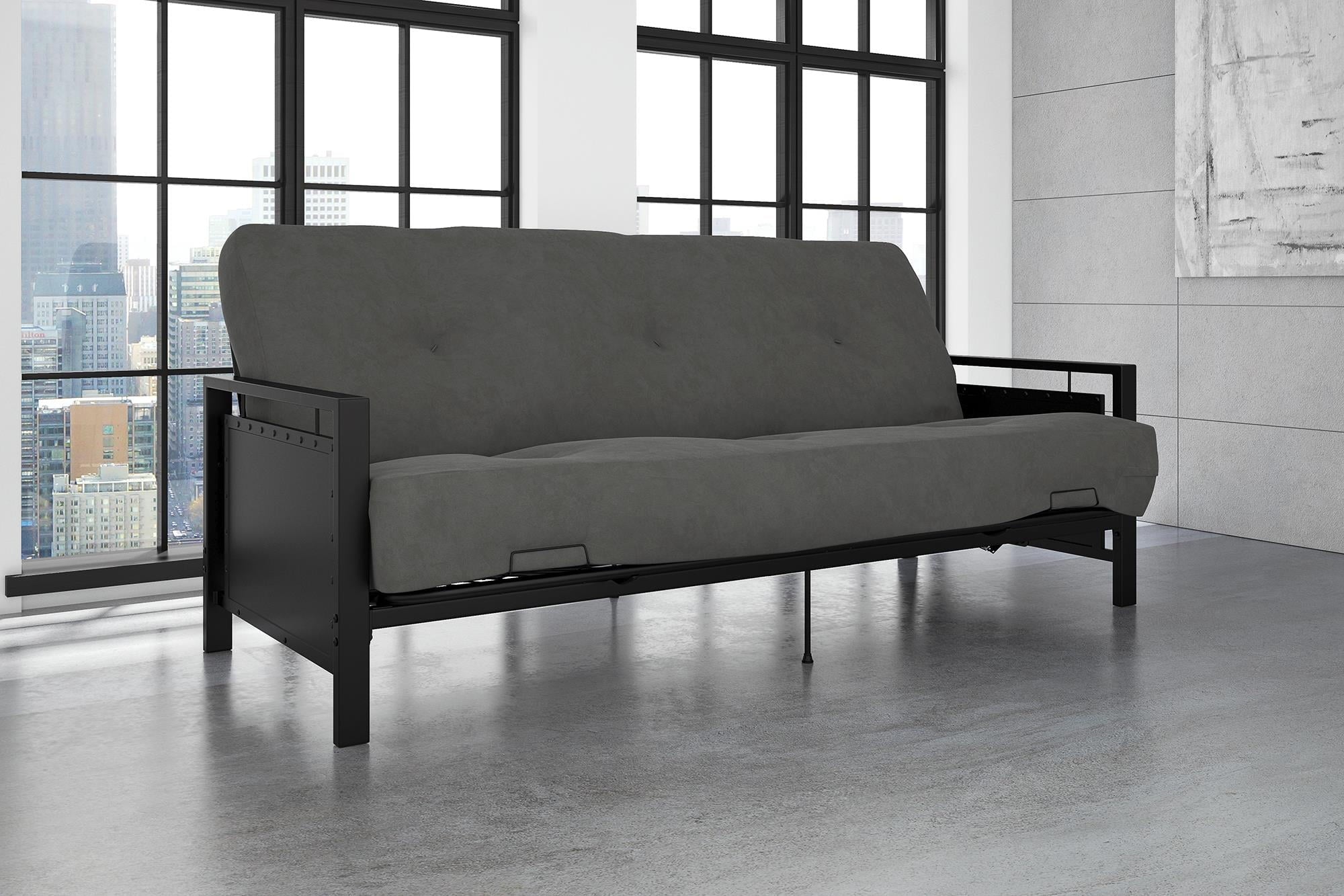 DHP Henley Metal Arm Futon Frame, Black Metal