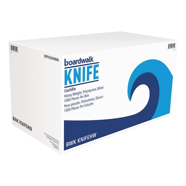 White Heavyweight Disposable Polystyrene Knives, 1000/Carton
