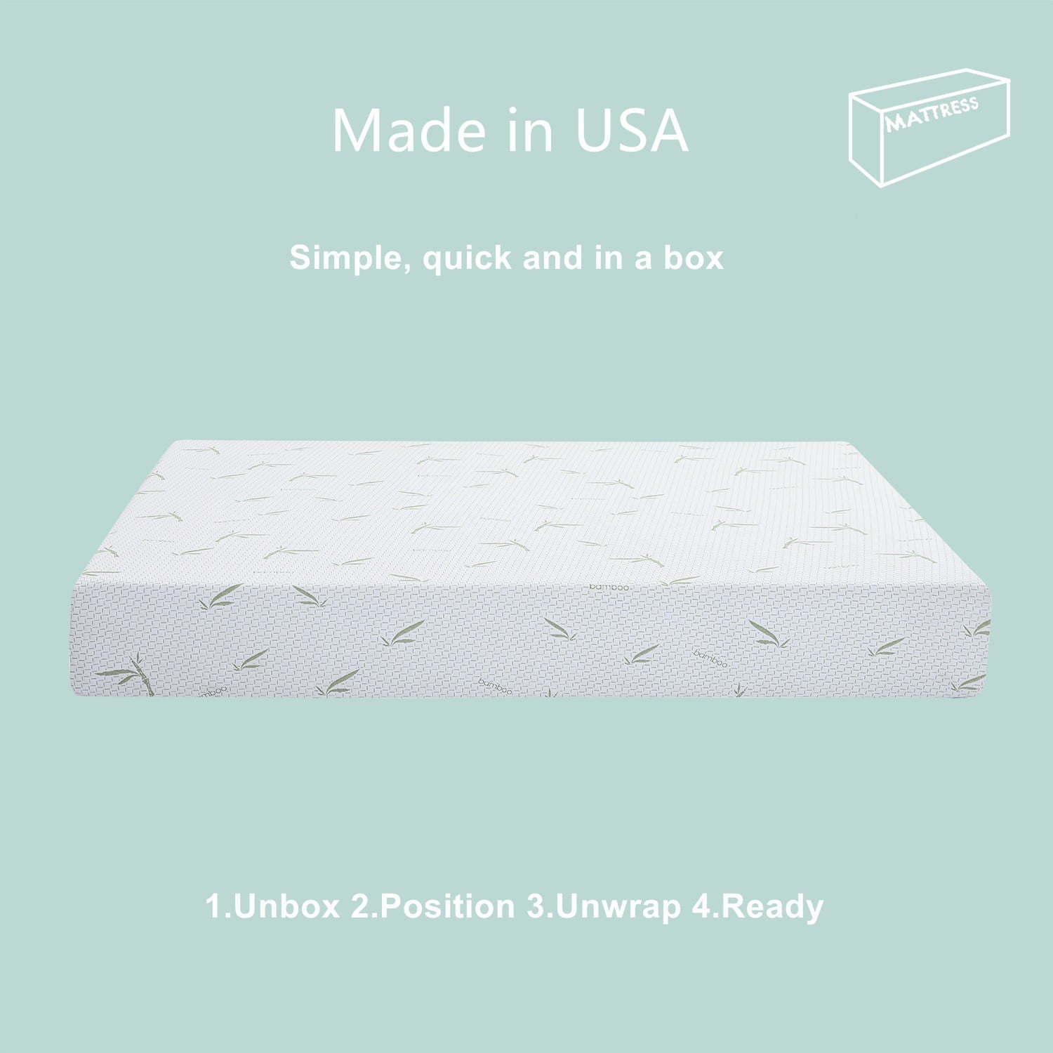 Mattress,Smiaoer 8 inch Memory Foam Mattress Bed in a Box,Medium Firm with Soft Bamboo Cover,Made in USA
