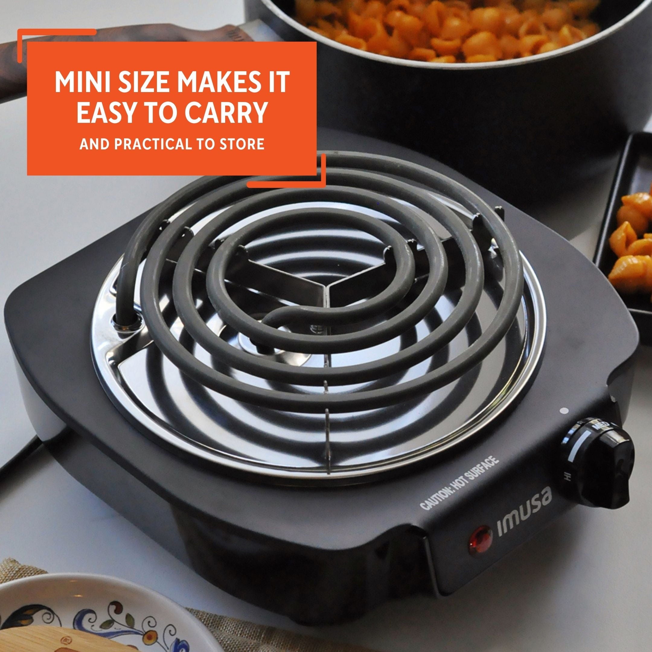 Imusa Electric Single Black Burner with Temperature Knob, 2.1 lbs