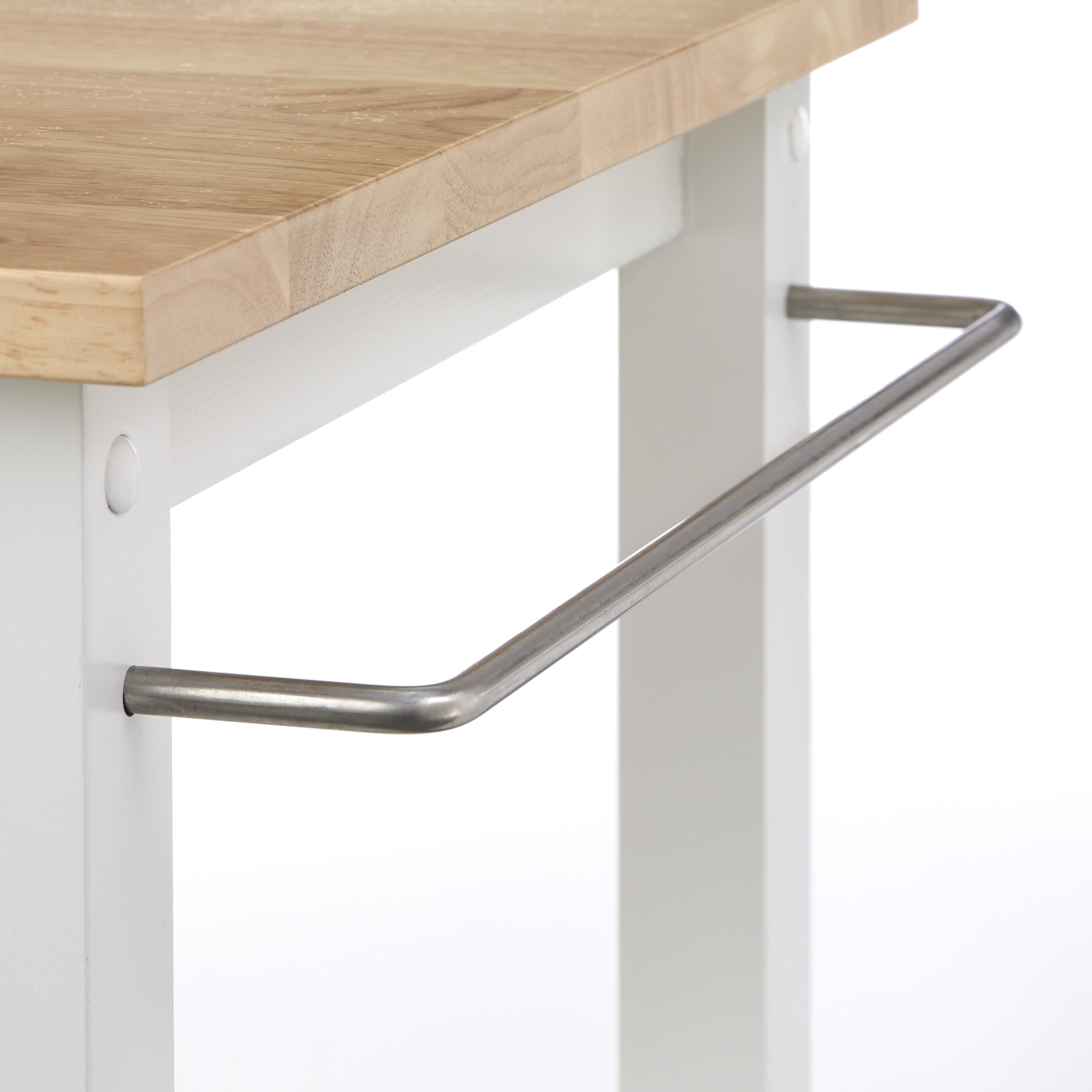 TMS Mylah 2-Tier Rolling Kitchen Cart with Rubberwood Top, Black/Natural