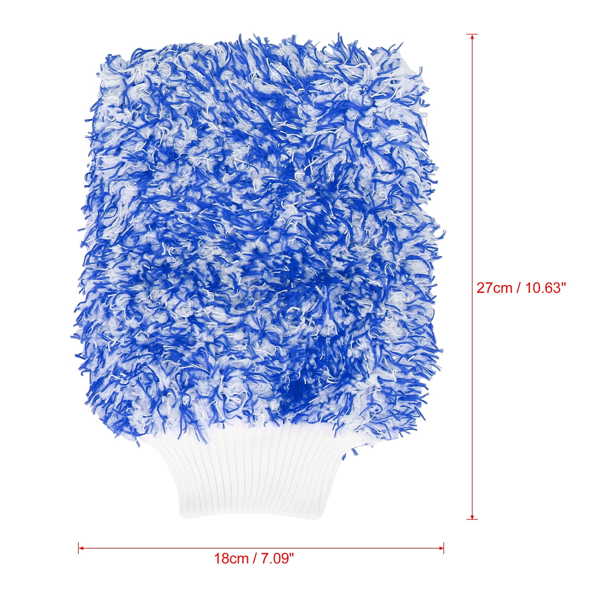 Unique Bargains Blue Coral Fleece Car Wash Mitt Microfiber Glove Double Sided Dirt Washing Tool Absorbent