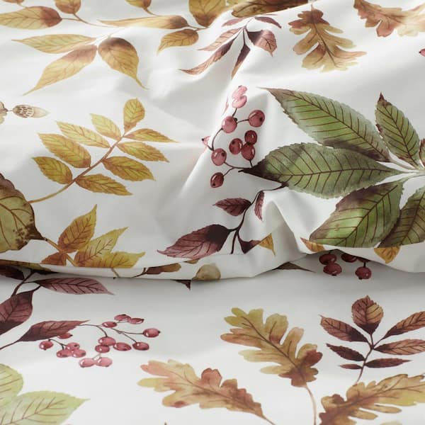 Legends Hotel Fall Leaves Wrinkle-Free Ivory Queen Sateen Comforter