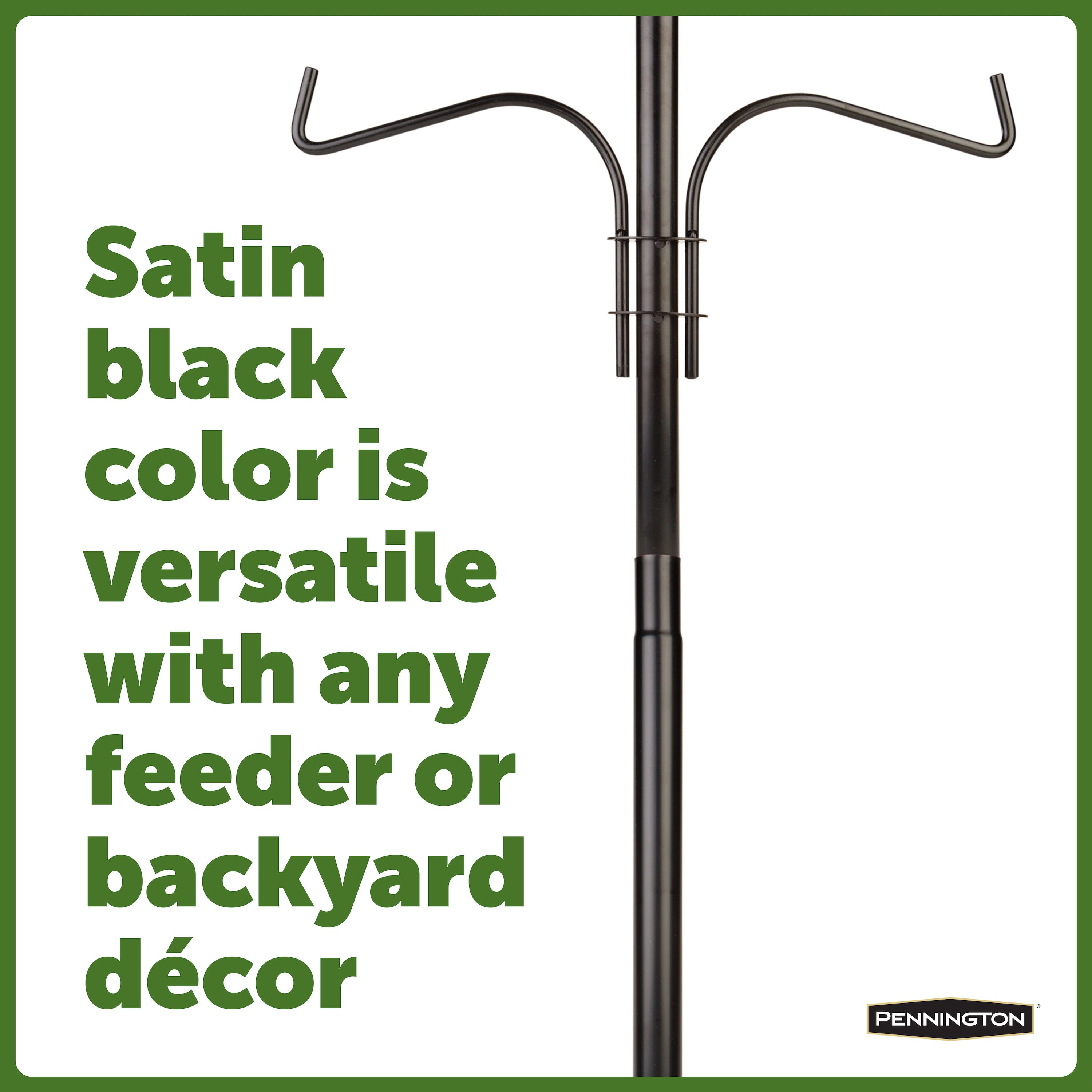 Pennington Premium Wild Bird Feeder Pole Plus, 5 feet Installed Height, Black