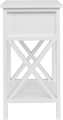 Bonnlo White Nightstand with Drawer and Shelf, Farmhouse Night Stands