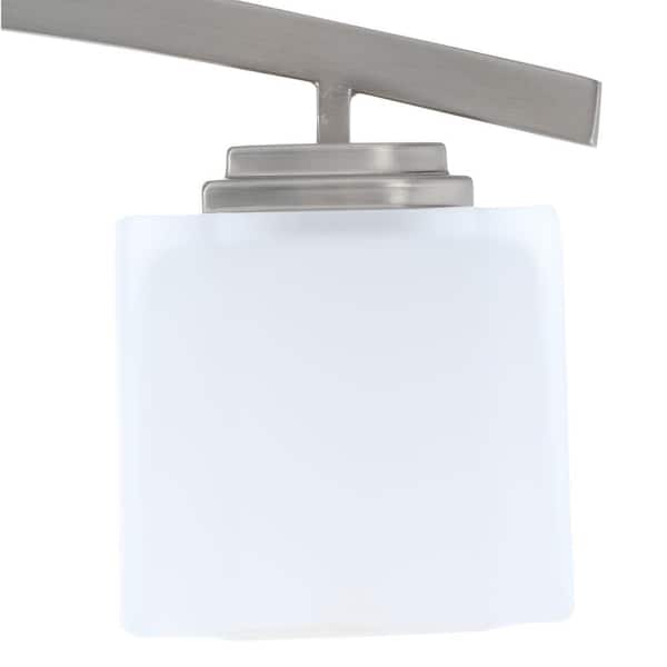 Architecture 4-Light 32.75 in. Brushed Nickel Transitional Bathroom Vanity Light with Etched White Glass Shades
