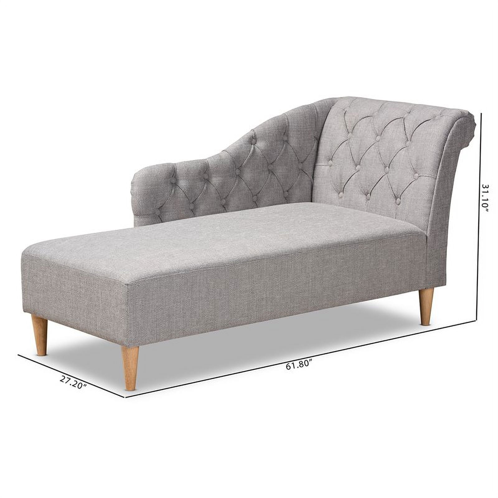 Bowery Hill Grey Upholstered Oak Finished Chaise Lounge