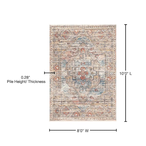 Marley Cardinal Cartouche Beige 8 ft. x 10 ft. Traditional Area Rug