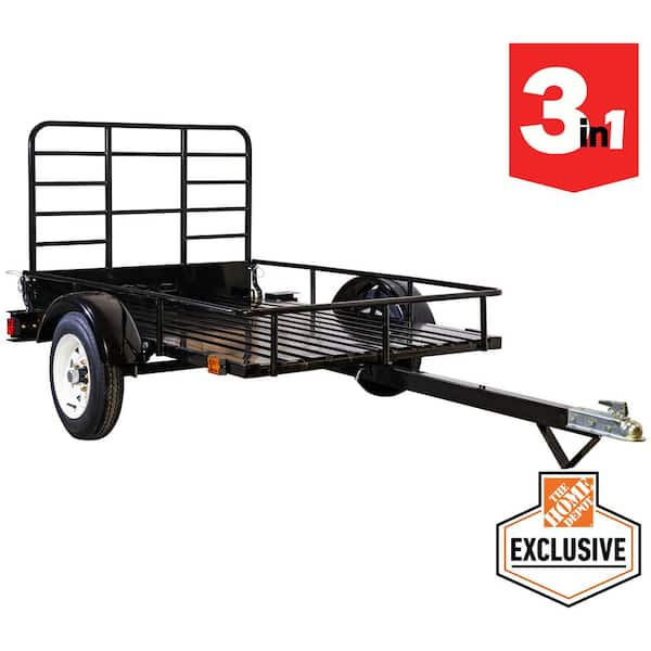 4 ft. x 6 ft. 1,295 lbs. Payload Capacity Open Rail Steel Utility Flatbed Trailer Kit