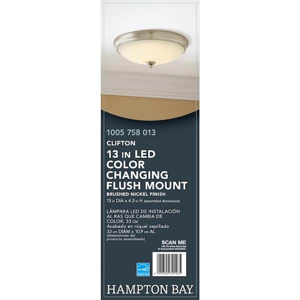 Clifton 13 in. Brushed Nickel Selectable LED Flush Mount