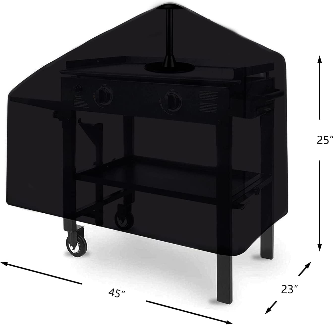 28 inch Griddle Cover for Blackstone, 600D Anti-Fade Waterproof Flat Top Grill Cover for Blackstone 28 inch Griddle Cooking Station with Single Shelf without Hood, Come with Support Pole, Black