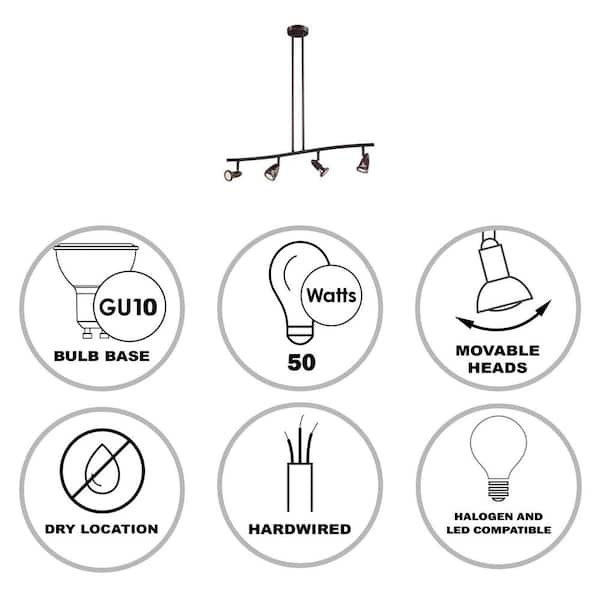 Stingray 2.7 ft. 4-Light Oil Rubbed Bronze Track Light Fixture with Adjustable Heads