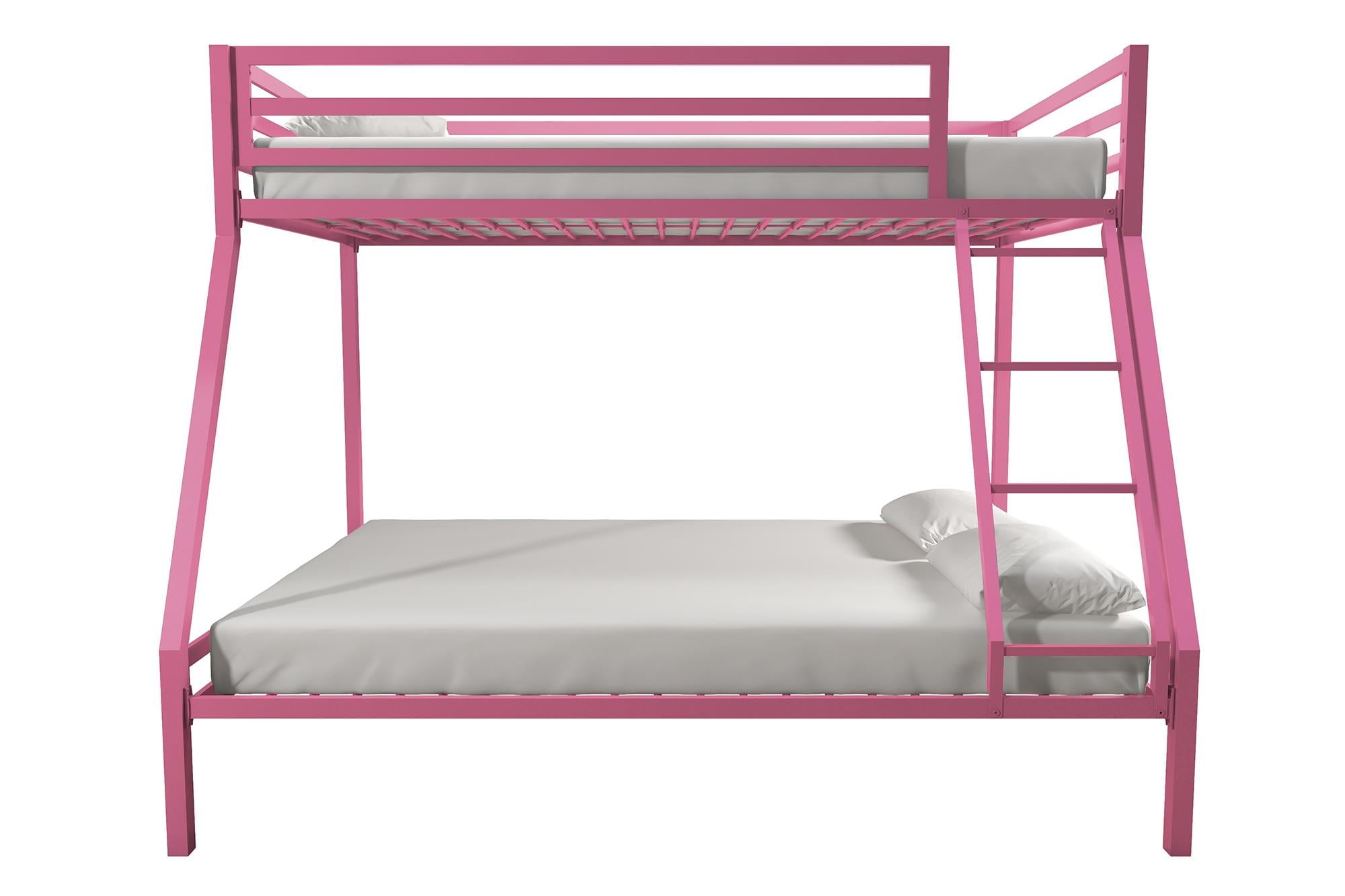 Mainstays Premium Twin over Full Metal Bunk Bed, Pink