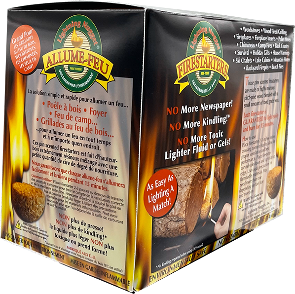 Lightning Nuggets - All Natural Fire Starters - Lightning Nugget 35 Count box with each nugget measuring 2 1/8