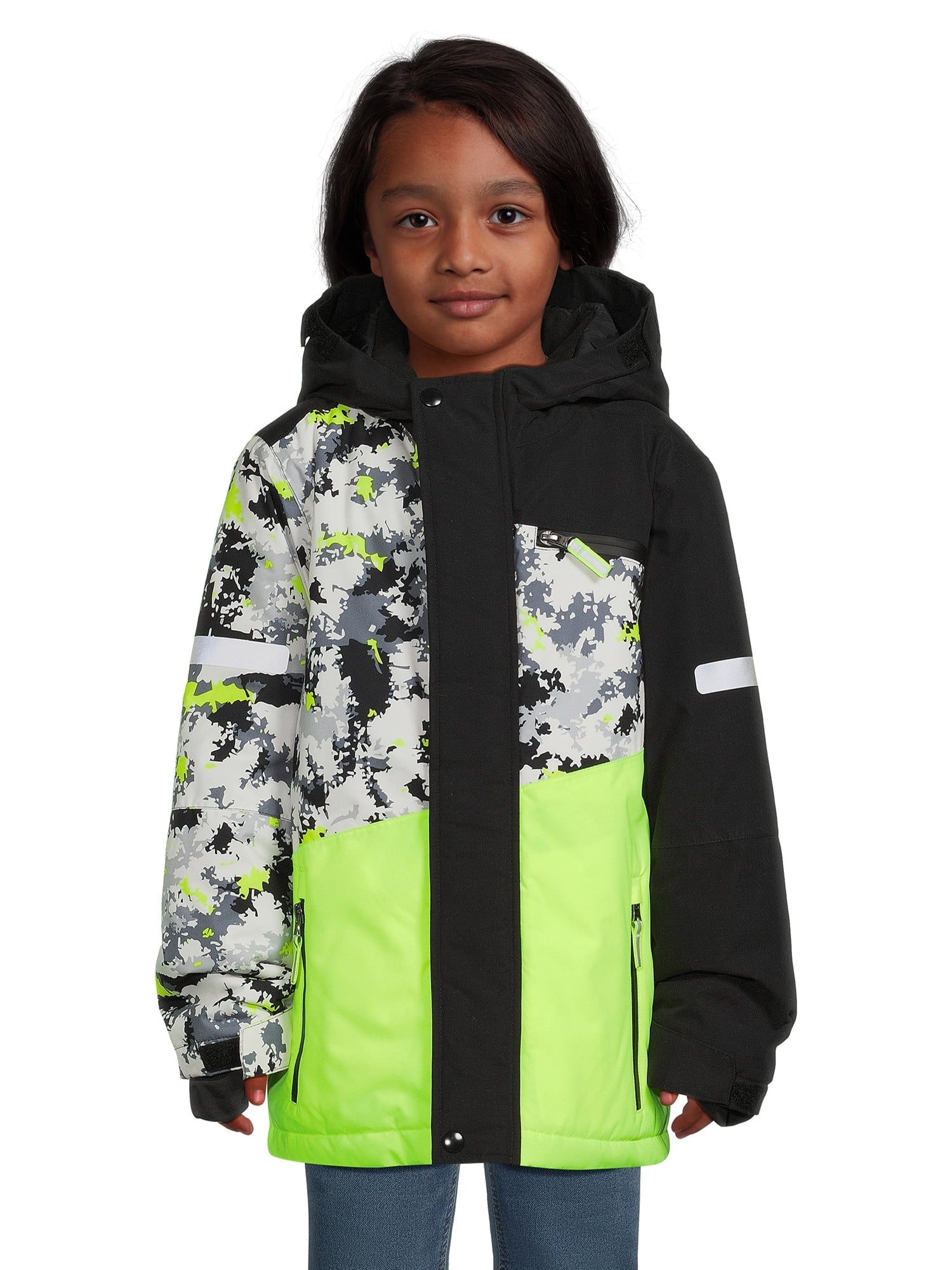 Swiss Tech Boys Water Repellent Ski Jacket with Adjustable Hood, Sizes 4-18