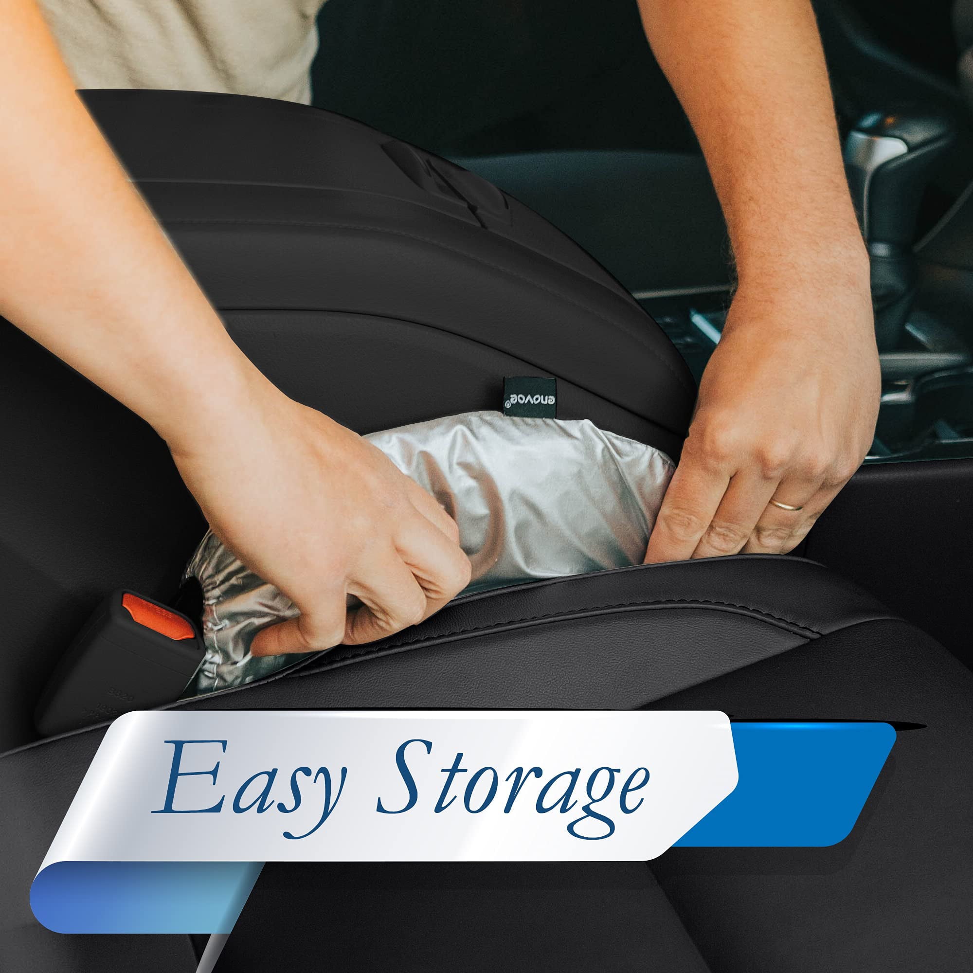 Enovoe Car Windshield Sunshade, Premium 230T, Heat Block, 31x28 in + Bonus Pouch