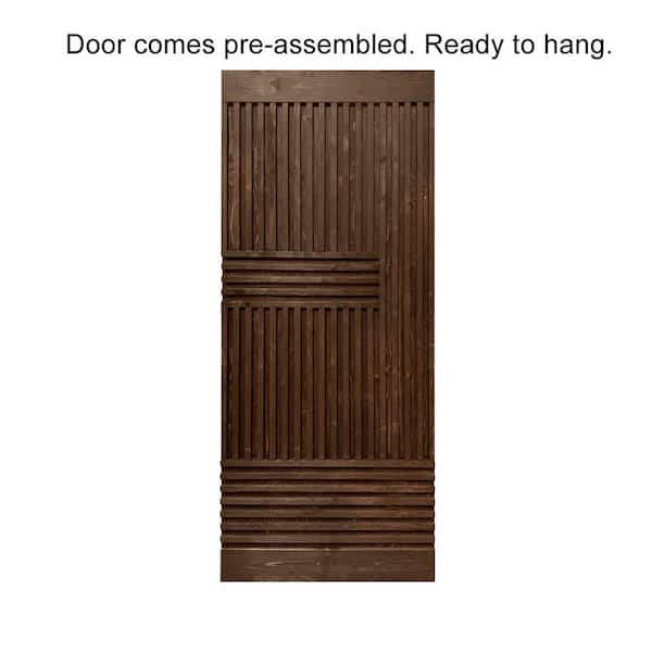30 in. x 84 in. Japanese Series Pre Assemble Espresso Stained Wood Interior Sliding Barn Door Slab