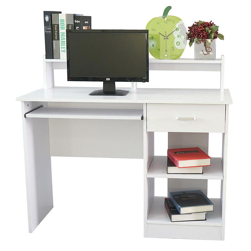 Winado Computer Desk Home Office Workstation Laptop Study Table with Drawer Keyboard Tray, White