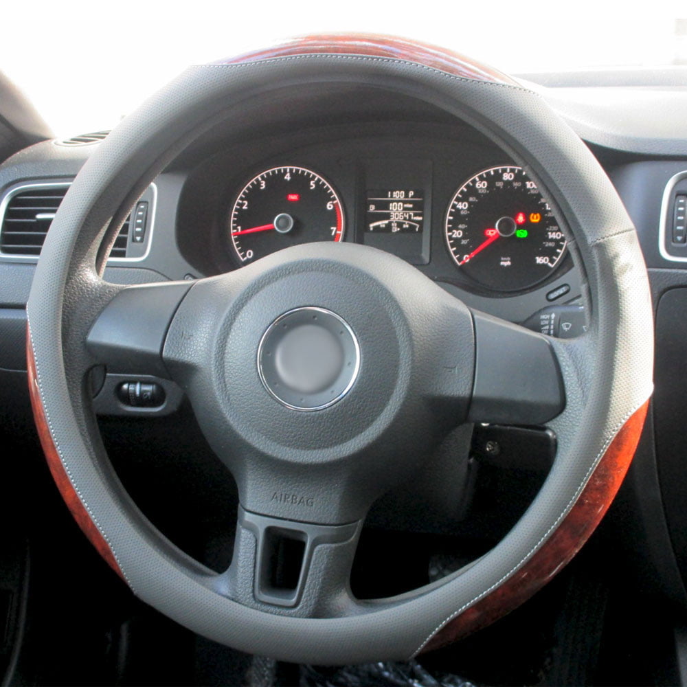 1 Pc Car Truck Steering Wheel Cover Auto Cool Universal Fits Most Gray Wood 15