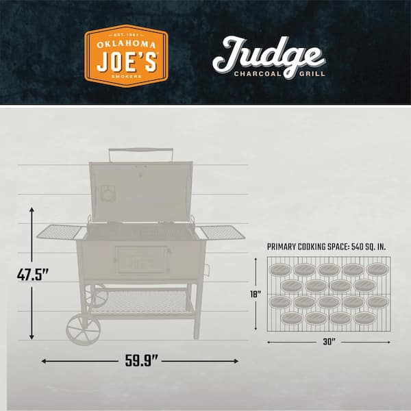 Judge Charcoal Smoker Grill in Black with 540 sq. in. Cooking Space