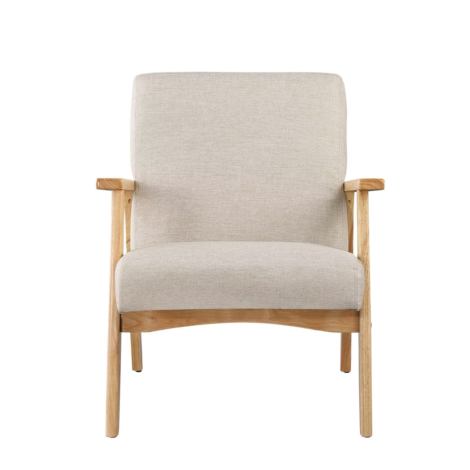 Morden Fort Linen Fabric Upholstered Accent Lounge Chair for Living Room Armchair Beige