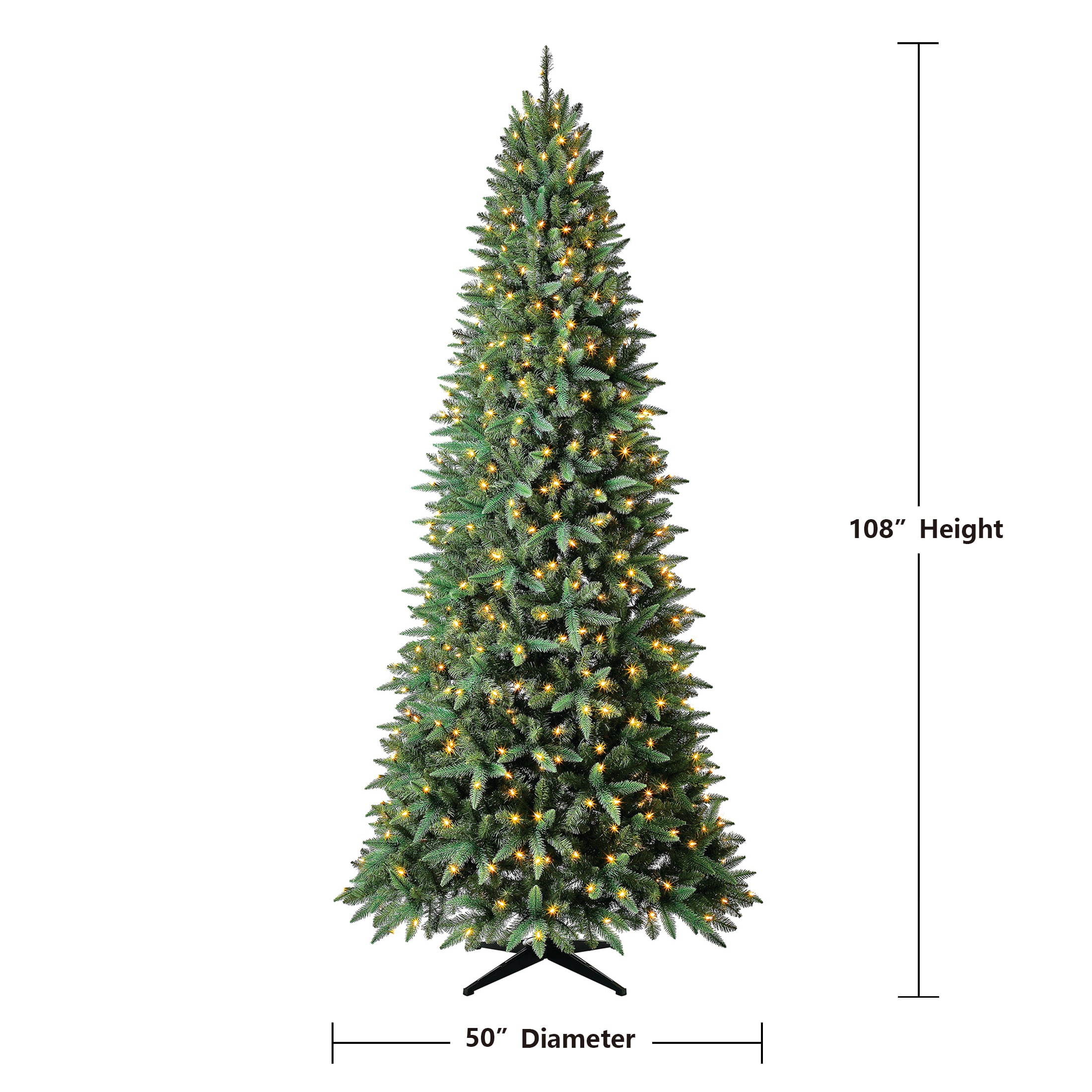 9 ft Pre-Lit Williams Slim Pine Artificial Christmas Tree, Clear LED Lights, by Holiday Time