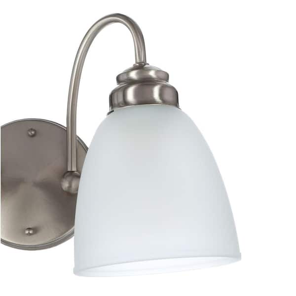 Hamilton 2-Light Brushed Nickel Vanity Light with Frosted Glass Shades