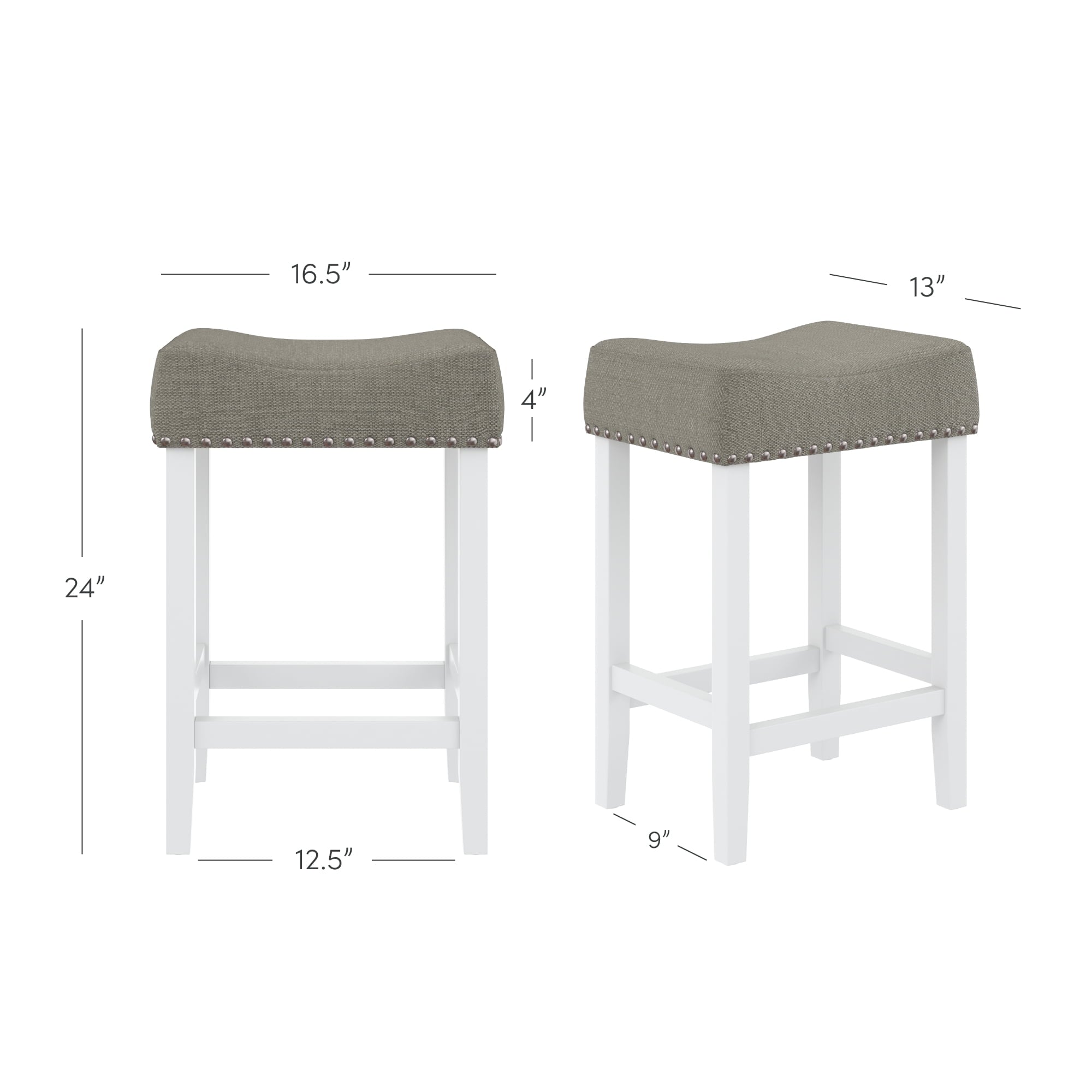 Nathan James Hylie Nailhead Wood Pub-Height Counter Bar Stool 24