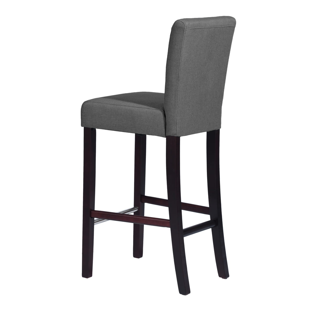 Homy Casa Set of 2 Bar Stools 28'' Upholstered Kitchen Breakfast Chairs Nailhead Bar Stools Full Back & Wood Legs, Gray