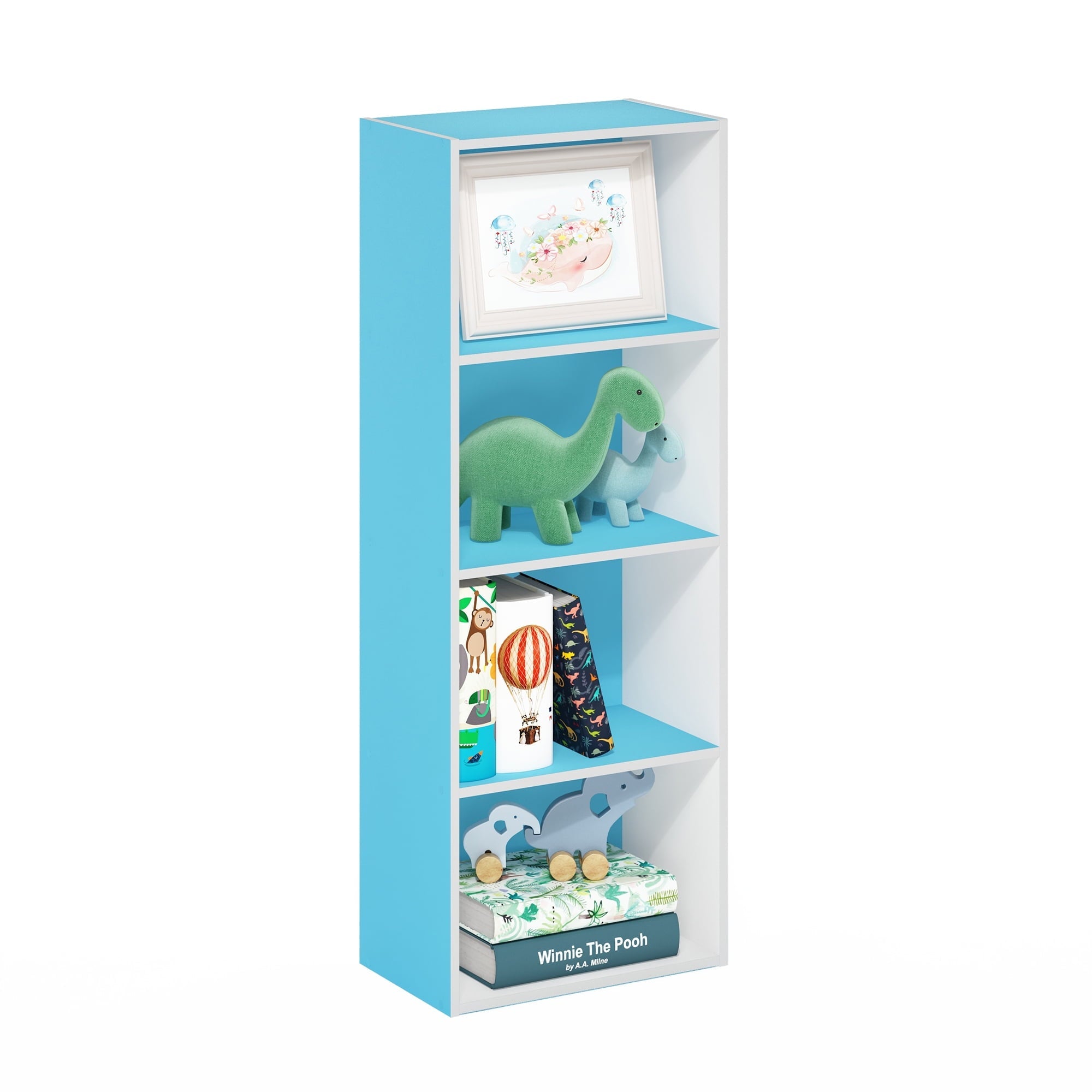 Furinno Luder 4-Tier Open Shelf Bookcase, Light Blue/White