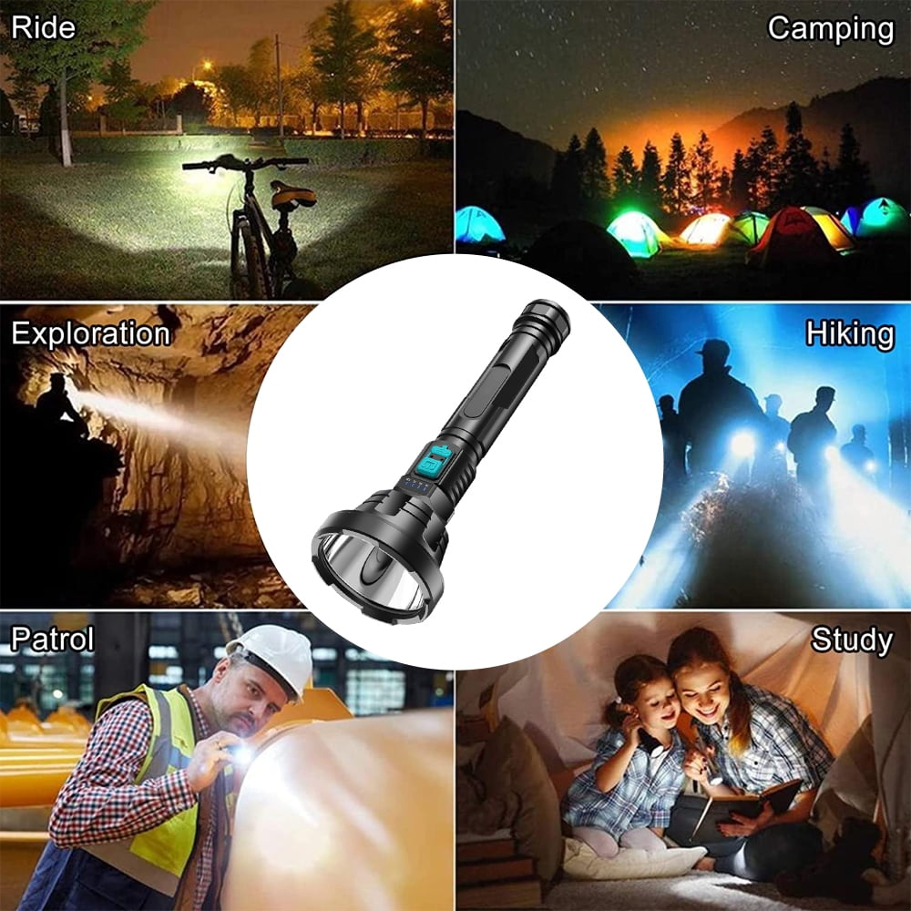 Welan Rechargeable LED Flashlight,90000LM Powerful Zoom Torch with Battery for Outdoor,0.51lb