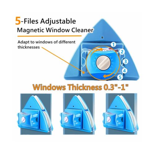 KOKITEA Double-Sided Window Cleaner Glass Wiper , 5-Files Adjustable Magnetic...