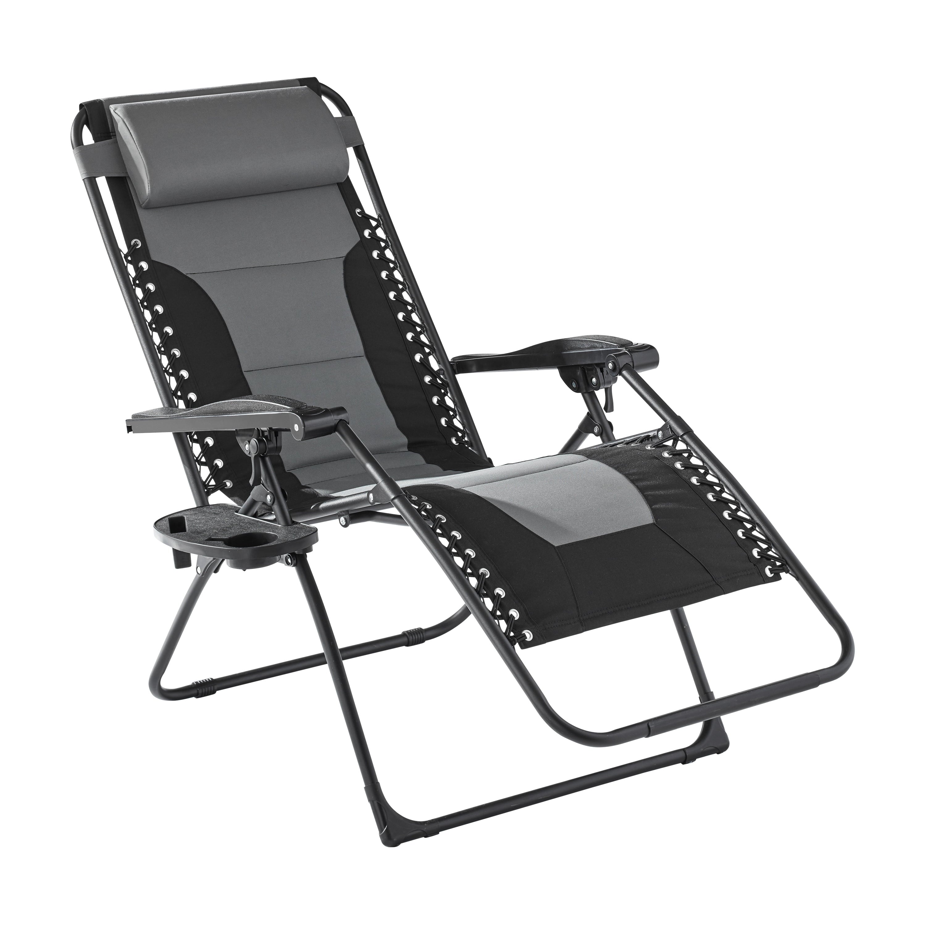 Mainstays Outdoors Oversized Zero Gravity Chair Bungee Sling Lounger, Gray and Black