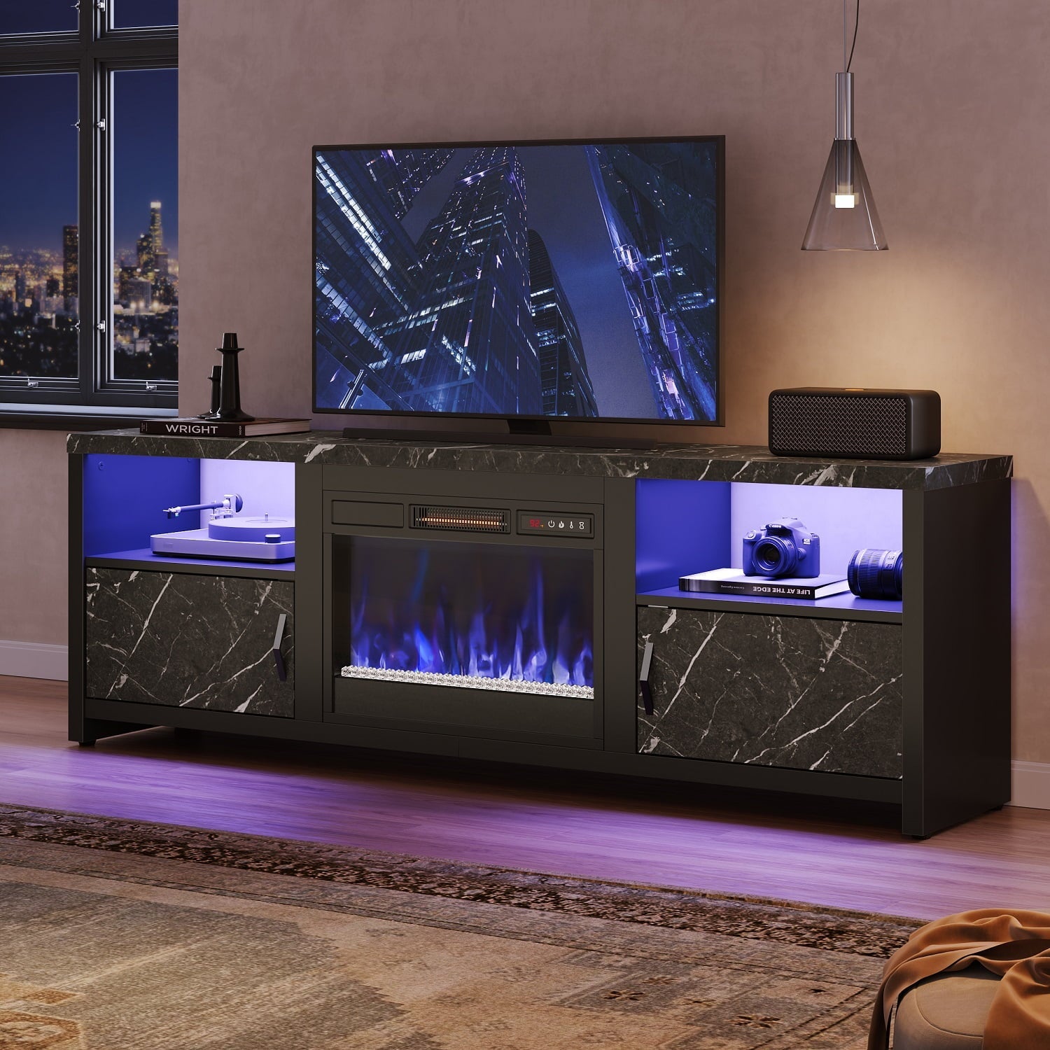Bestier Electric Fireplace TV Stand for TVs up to 80