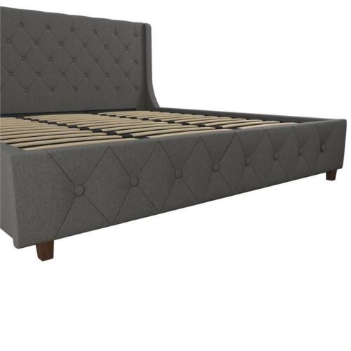 CosmoLiving Mercer Mid-Century Fabric King Upholstered Bed in Gray